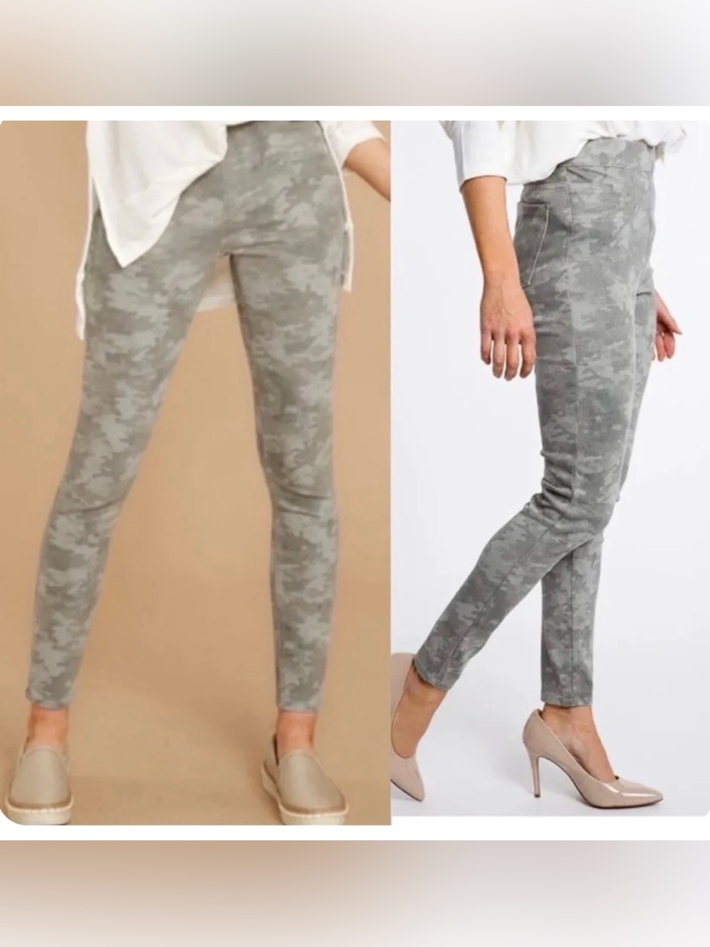 Spanx Jean-ish Ankle Leggings in a gray camo Size XL
